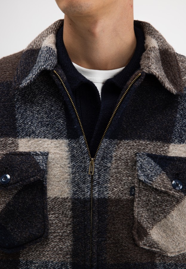 Afbeelding van Vance Wool Check M2624070 Chestnut Brown - Heren Overshirt  - Butcher of Blue